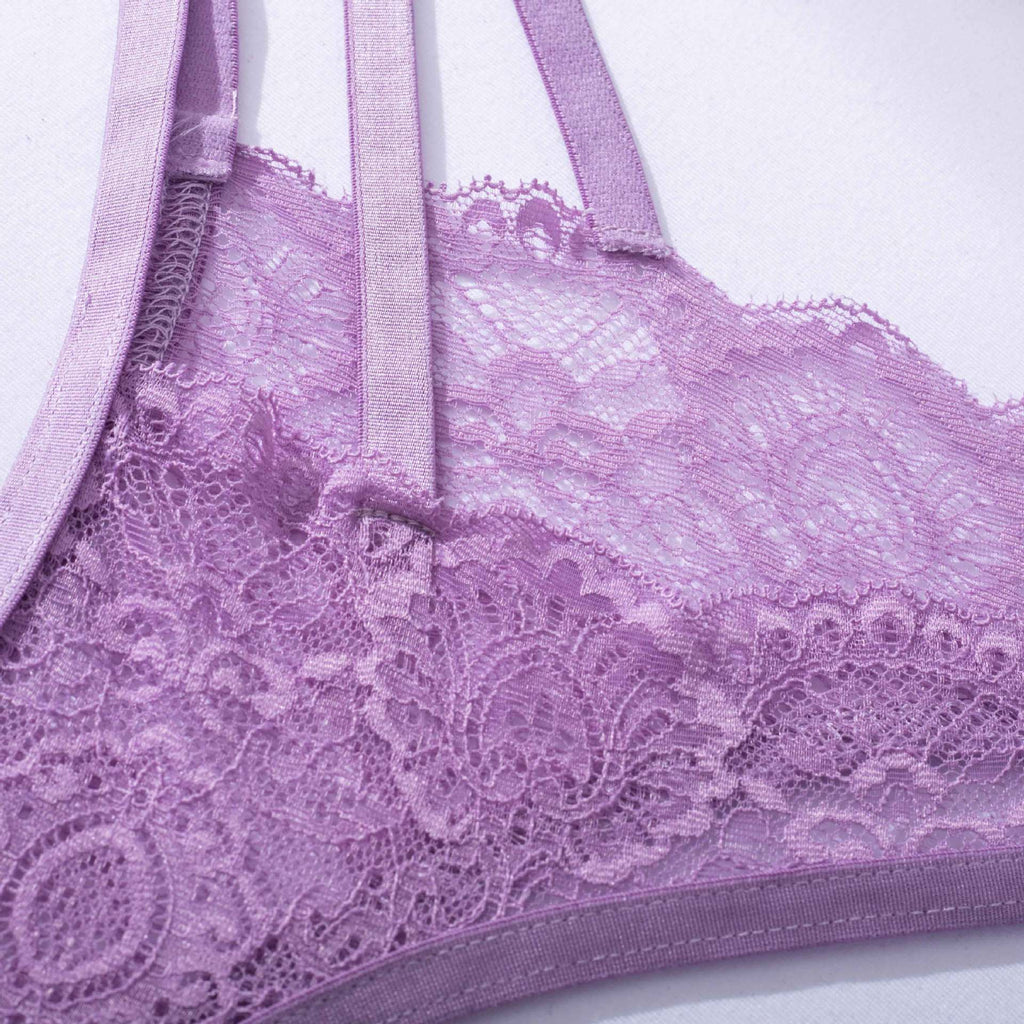 Wholesale Lavender Whisper Sheer Balconette Lingerie Set-11